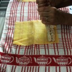 1. mettere il ripieno su ogni rettangolo di pasta