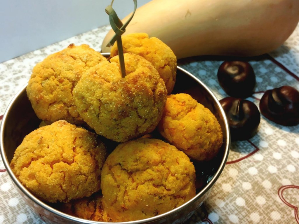 Polpette di zucca e castagne cotte al forno