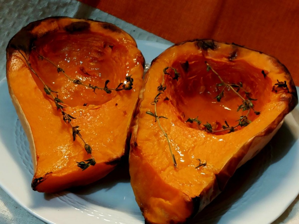 Zucca butternut al forno con timo e miele