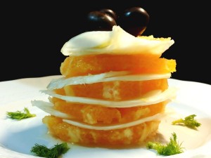 Insalata di arance e sfoglie di finocchi in torretta