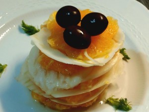 Insalata di arance e sfoglie di finocchi in torretta