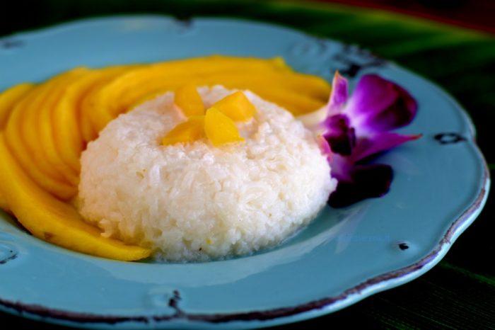 dolce tailandese con riso glutinoso