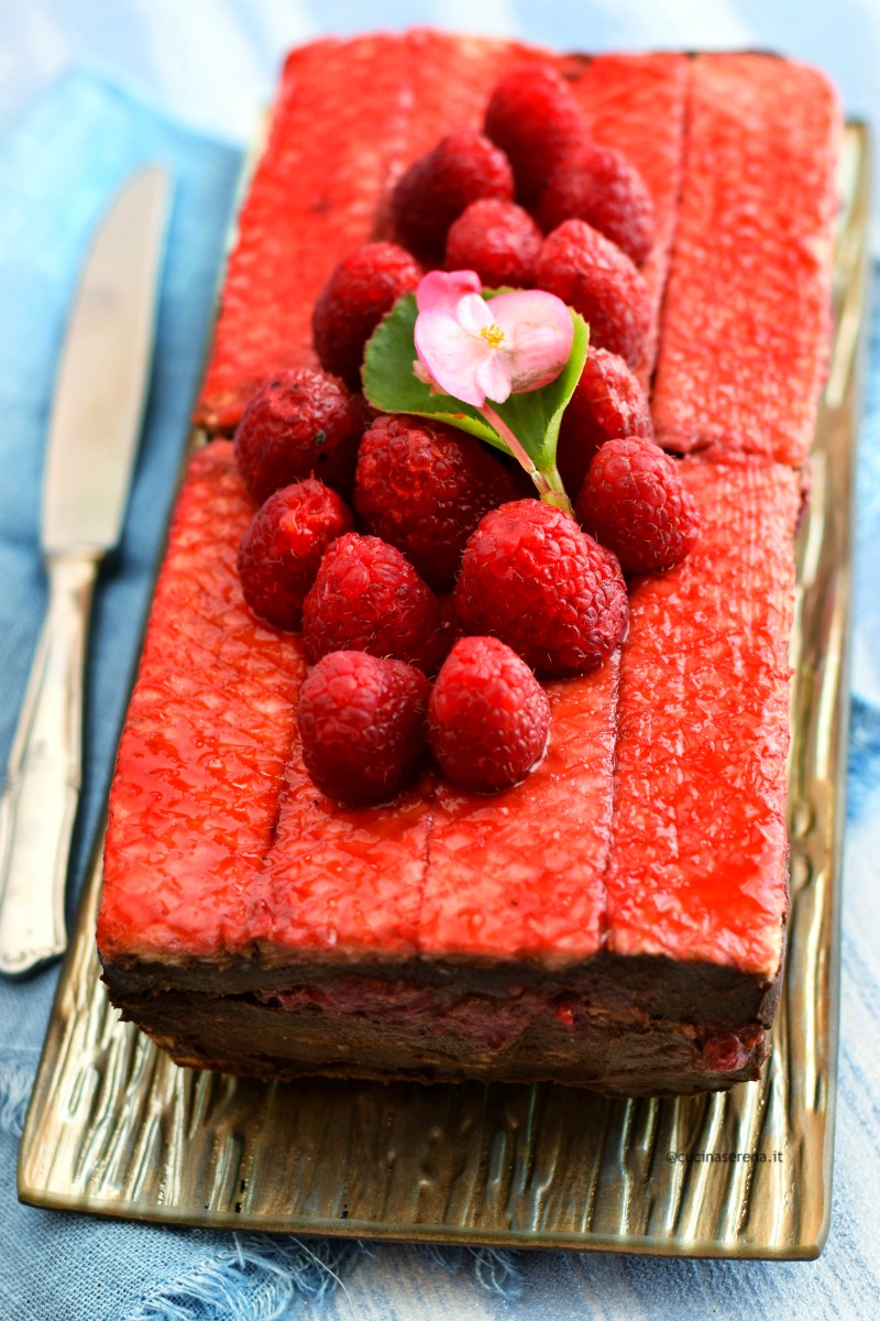 La terrina di wafer alla vaniglia, cioccolato fondente e lamponi è un dolce freddo, facile e veloce da preparare perfetto per l'estate.