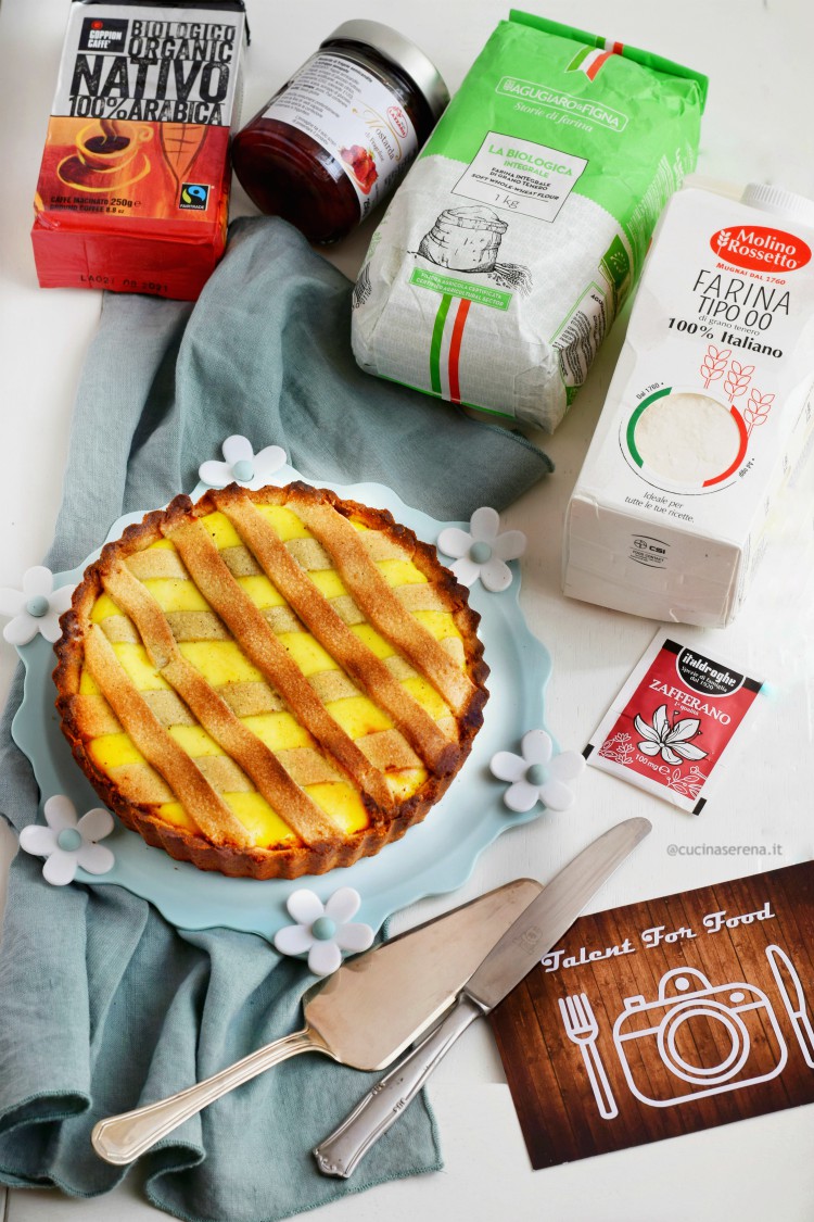 Crostata al caffè con crema di ricotta allo zafferano 