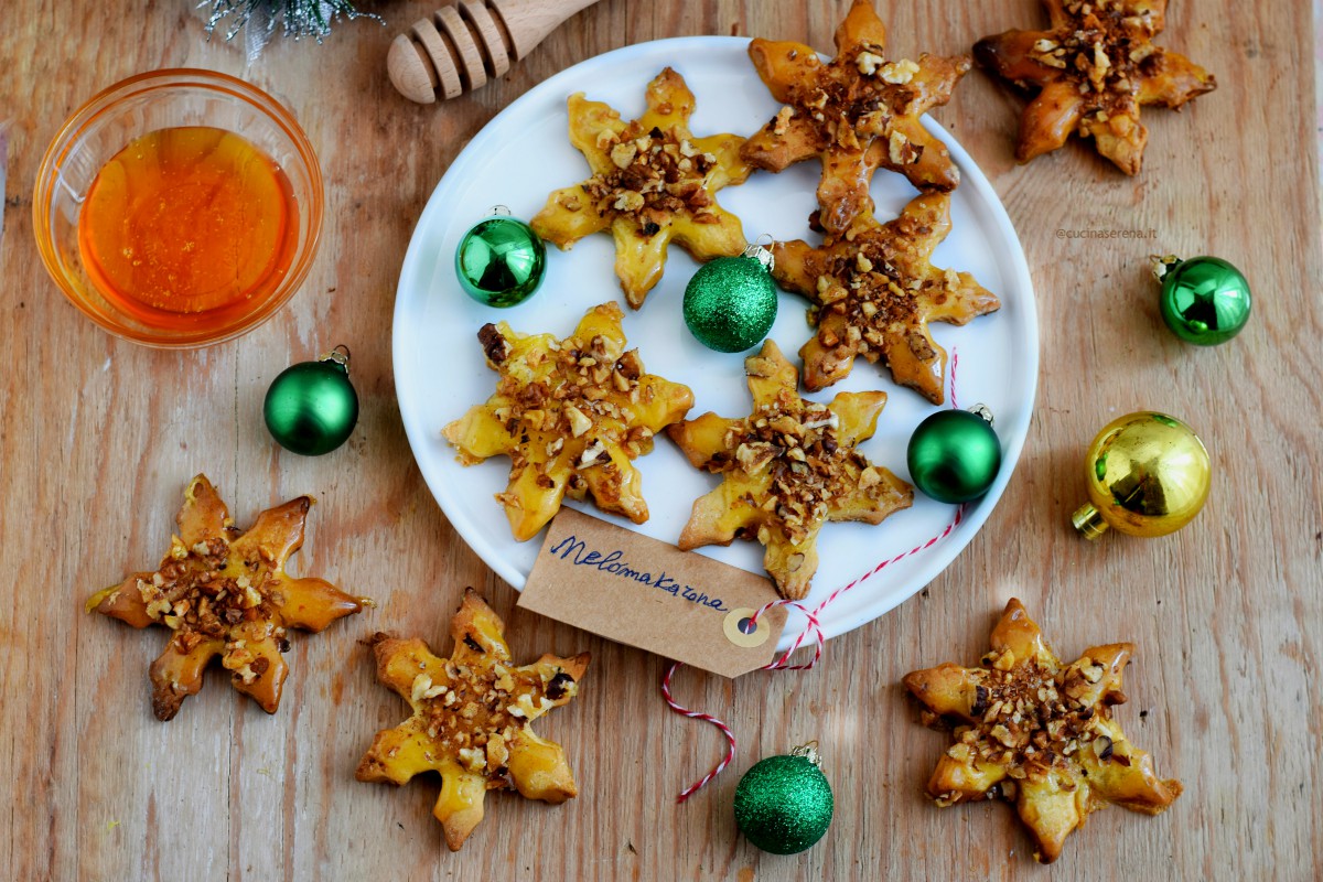 biscotti tipici di natale grechi malomakaroma glassati al miele con noci senza uovo, con succo e scorza di arancia